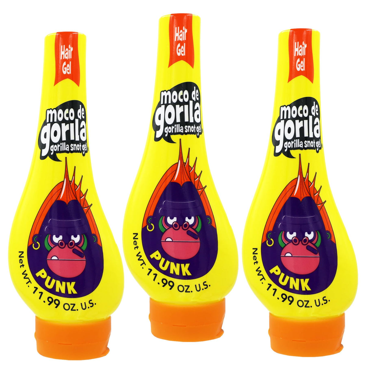 Moco De Gorila Punk Hair Styling Gel, 3-Pack (11.99 Oz Each), Long-Lasting Hold, Clear