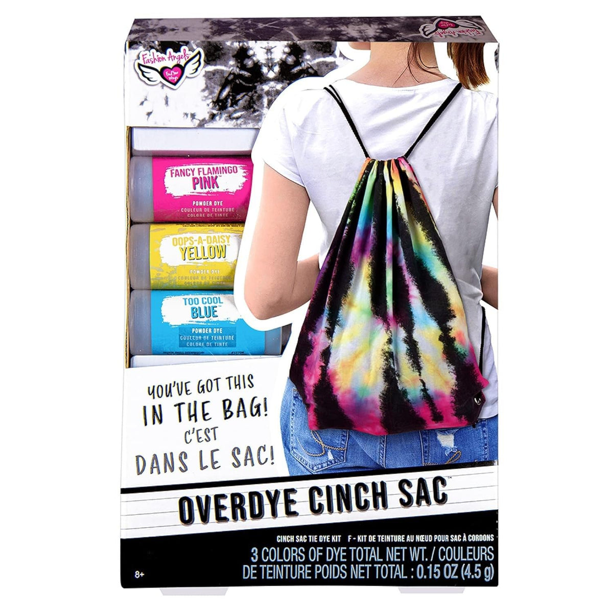 Fashion Angels Tie Dye Kit - Overdye Cinch Sak Diy Set With Non-Toxic Dyes & Accessories, Ages 8+