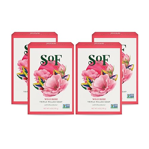 South Of France Vegan Triple Milled Bar Soap - Wild Rose, Coconut Oil & Shea Butter, 6 Oz (4 Bars)