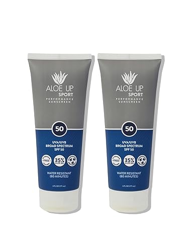 Aloe Up Sport Sunscreen Lotion Spf 50, Hydrating Aloe Vera, Reef Safe, 2 Pack, 6 Oz