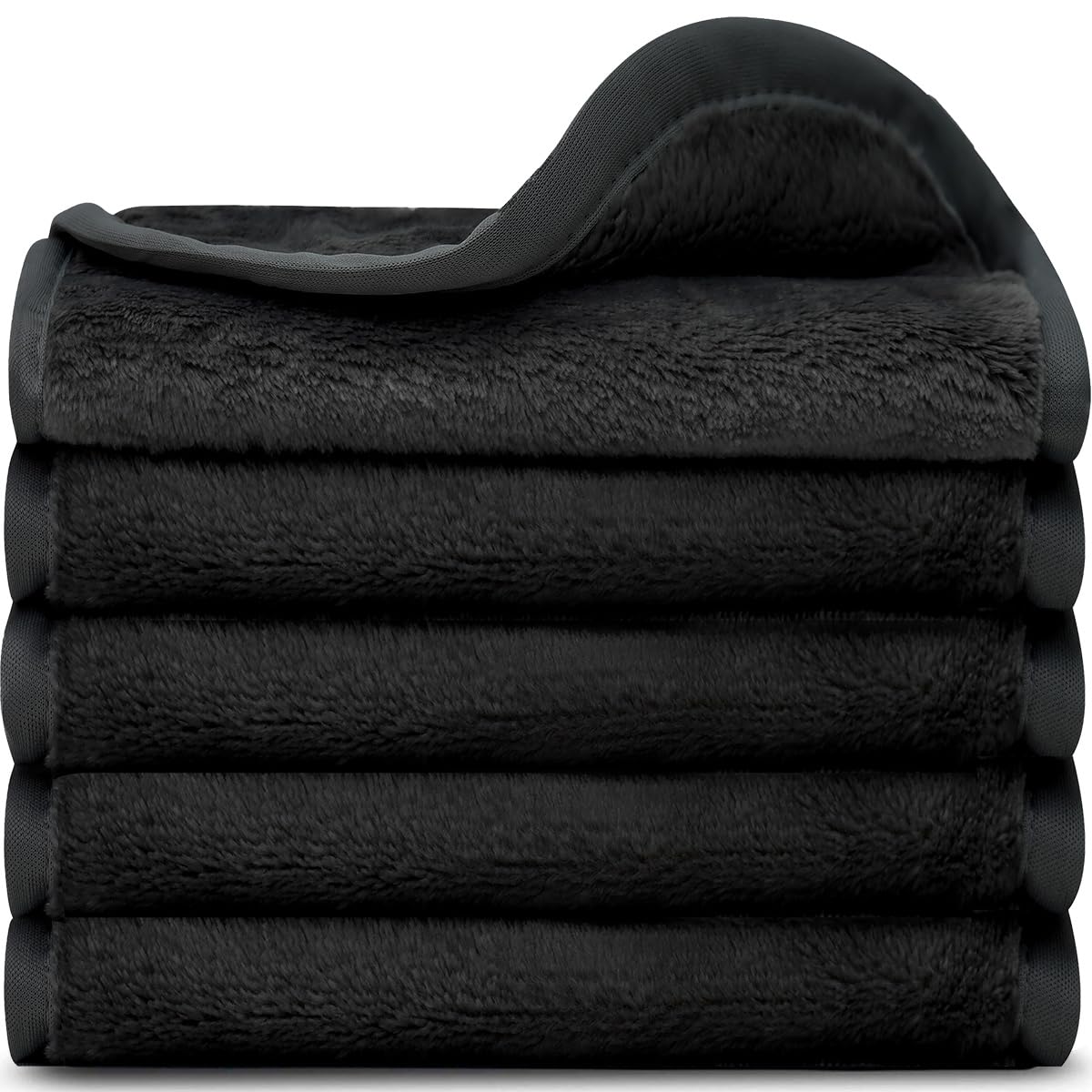 Pasam Home Reusable Makeup Eraser - Waterproof, Chemical-Free, 5 Black Makeup Remover Cloths