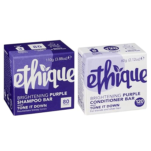 Ethique Tone It Down Giftpack - Vegan Purple Shampoo & Conditioner Bar Set For Blonde & Gray Hair