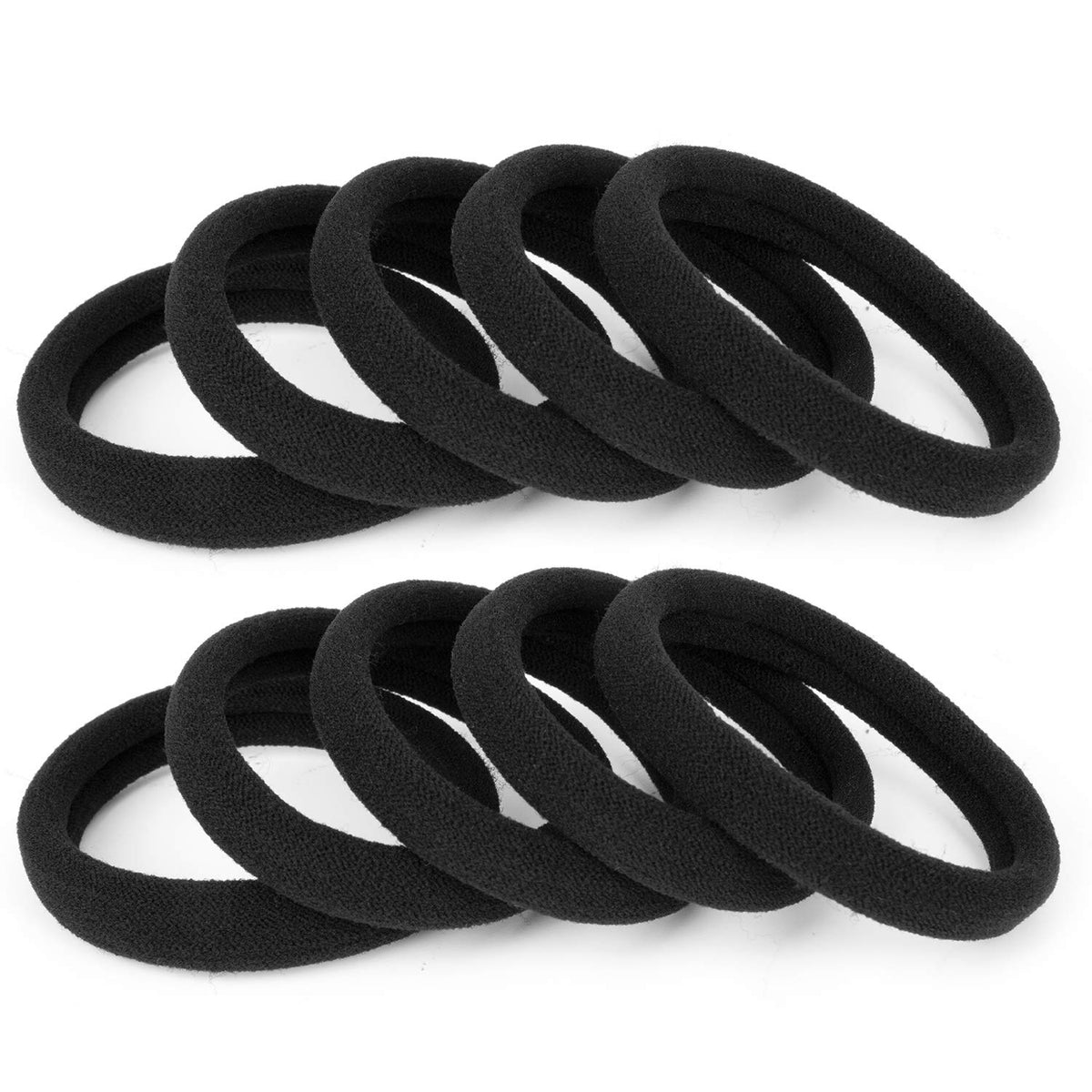 Baoli 100Pcs Cotton Ponytail Holders - Hair Elastics For Thick, Curly Hair, 2 Inch Diameter, Black