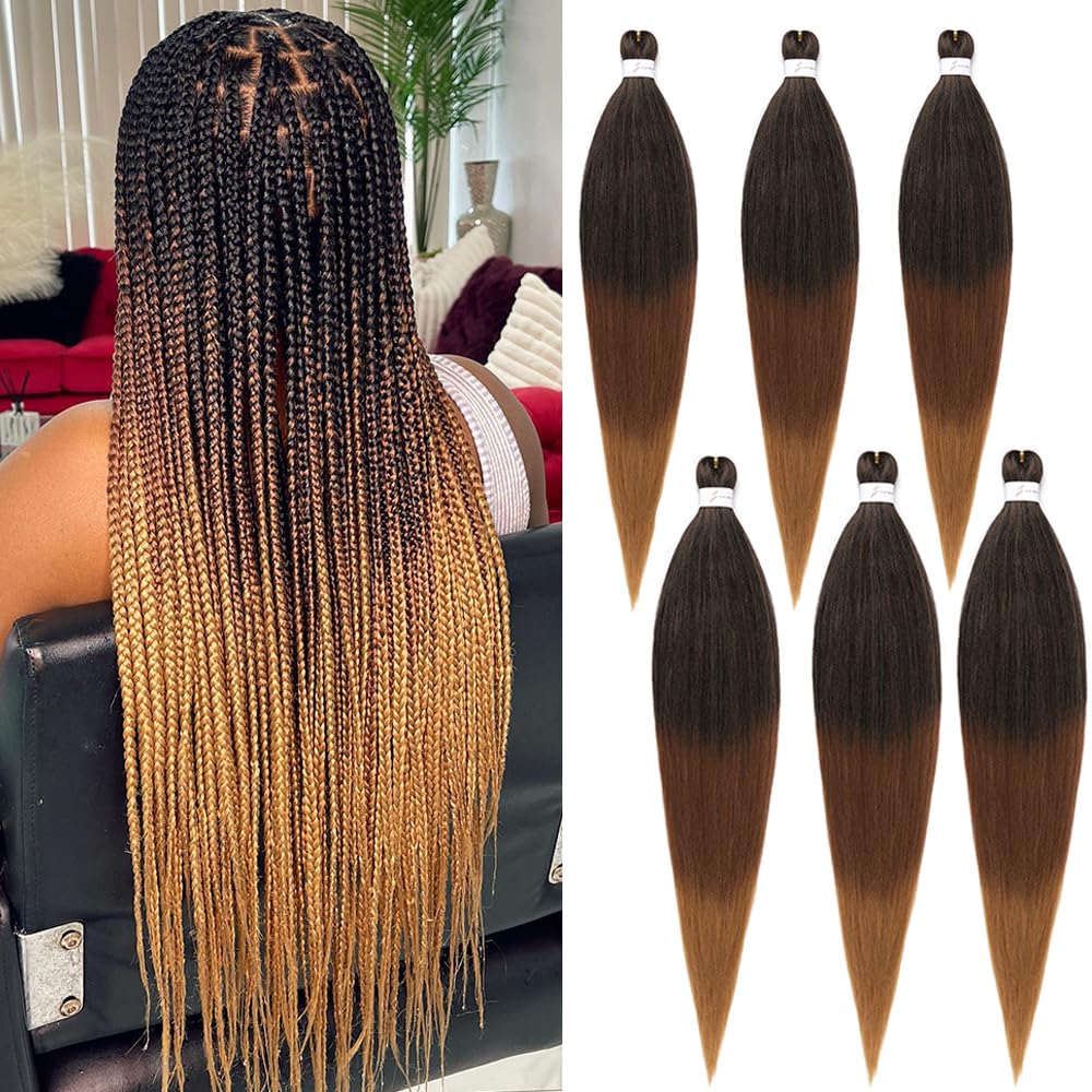 Umylar 26&quot; Ombre Braiding Hair Extensions - Pre-Stretched, Synthetic, Yaki Texture, 6 Packs