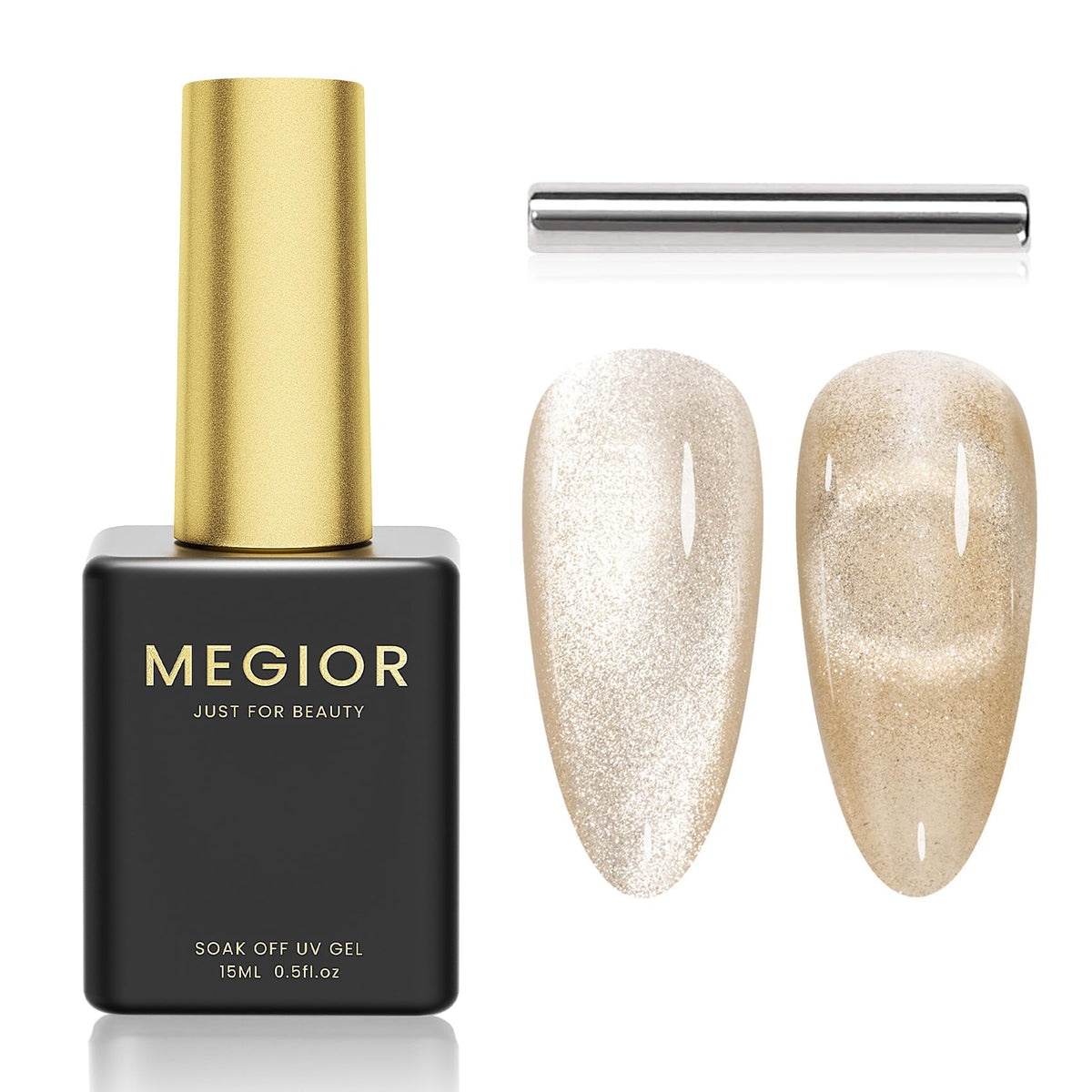 Megior Cat Eye Gel Nail Polish 15Ml Champagne Gold Magnetic Holographic For Nail Art Diy