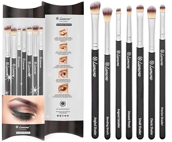 Lamora 7Pcs Eye Makeup Brush Set - Soft Synthetic Brushes For Flawless Eyeshadow & Eyeliner