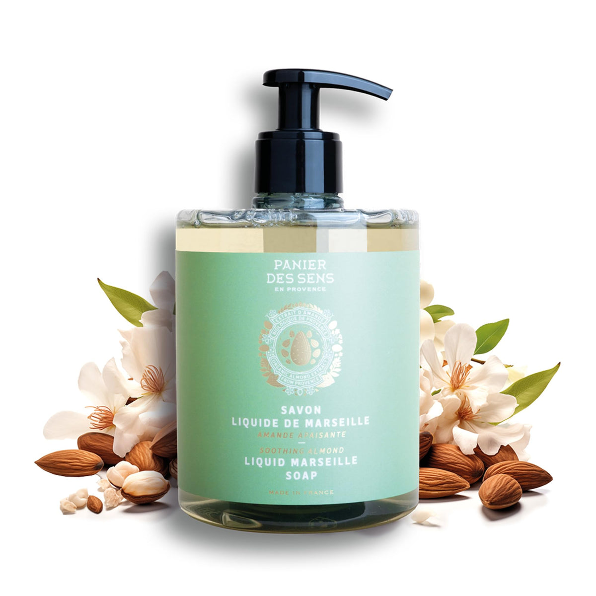 Panier Des Sens Almond Liquid Hand Soap - 96% Natural, Moisturizing, 16.9 Fl Oz Refillable