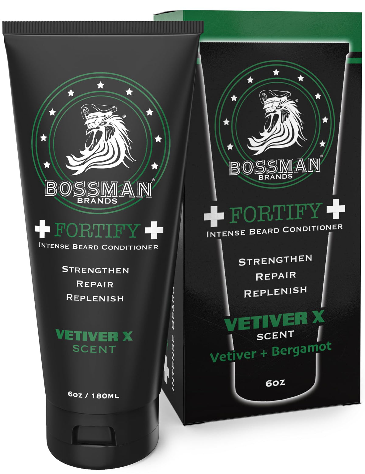 Bossman Fortify Intense Beard Conditioner - Moisturizer & Softener For Men, Vetiver X, 6 Oz