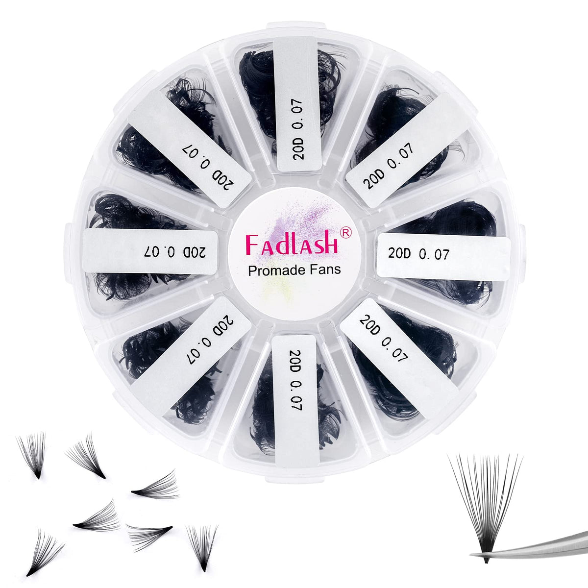 FADLASH 20D Premade Fans Eyelash Extensions D Curl 9-16mm Black/Orange Volume Lashes