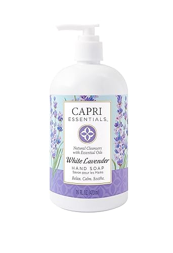 Capri Essentials White Lavender Liquid Hand Soap With Essential Oils – 16 Oz Plant-Based Cleanser