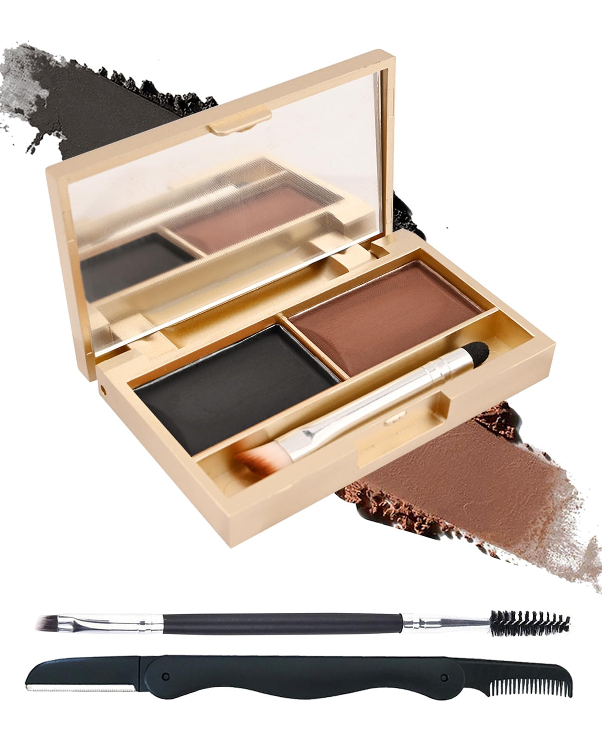 Lysdefeu Eyebrow Powder Kit - 2 Colors Waterproof Tinted Palette For Professional Makeup