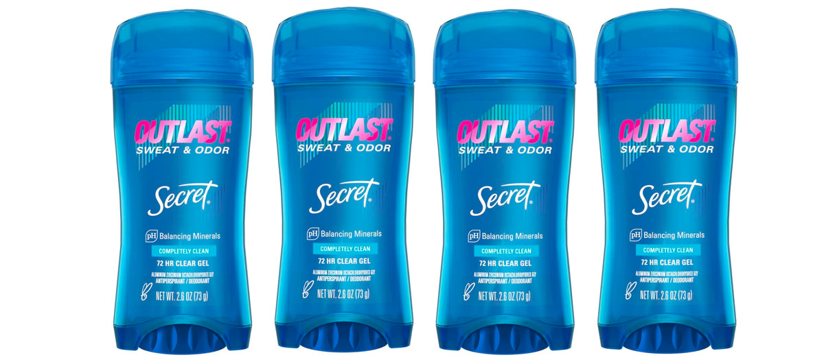 Secret Outlast Clear Gel Antiperspirant Deodorant For Women, 2.6 Oz, Pack Of 4