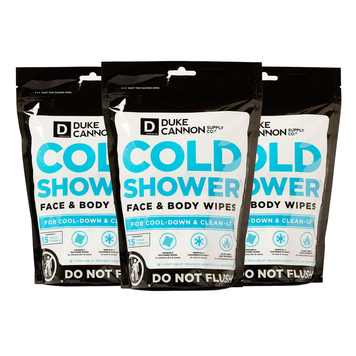 Duke Cannon Cold Shower Cooling Towels - 45 Packs For Face & Body, Bamboo Material