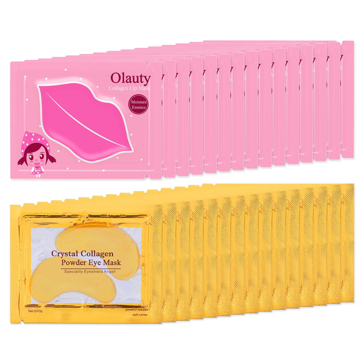 Sulily 30 Pairs Lip Masks & 24K Gold Eye Patches For Dark Circles & Fine Lines, Moisturizing