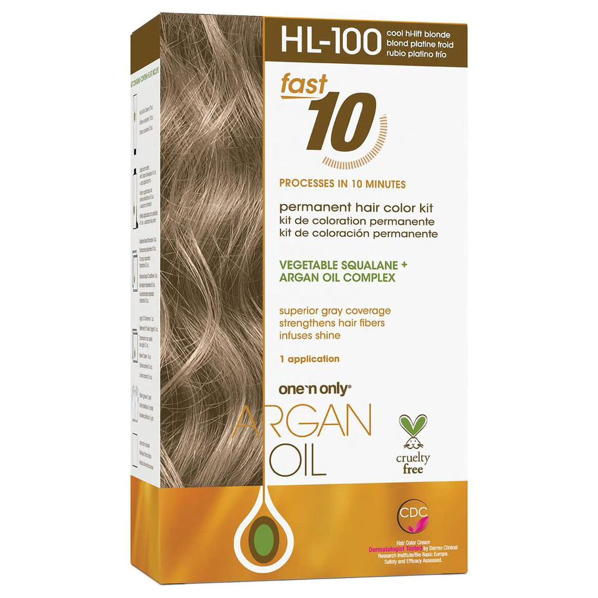 One n Only Argan Oil Fast 10 Permanent Hair Color Kit HL100 Cool HiLift Blonde  Gray Hair Coverage in 10 Minutes  Helps Maint