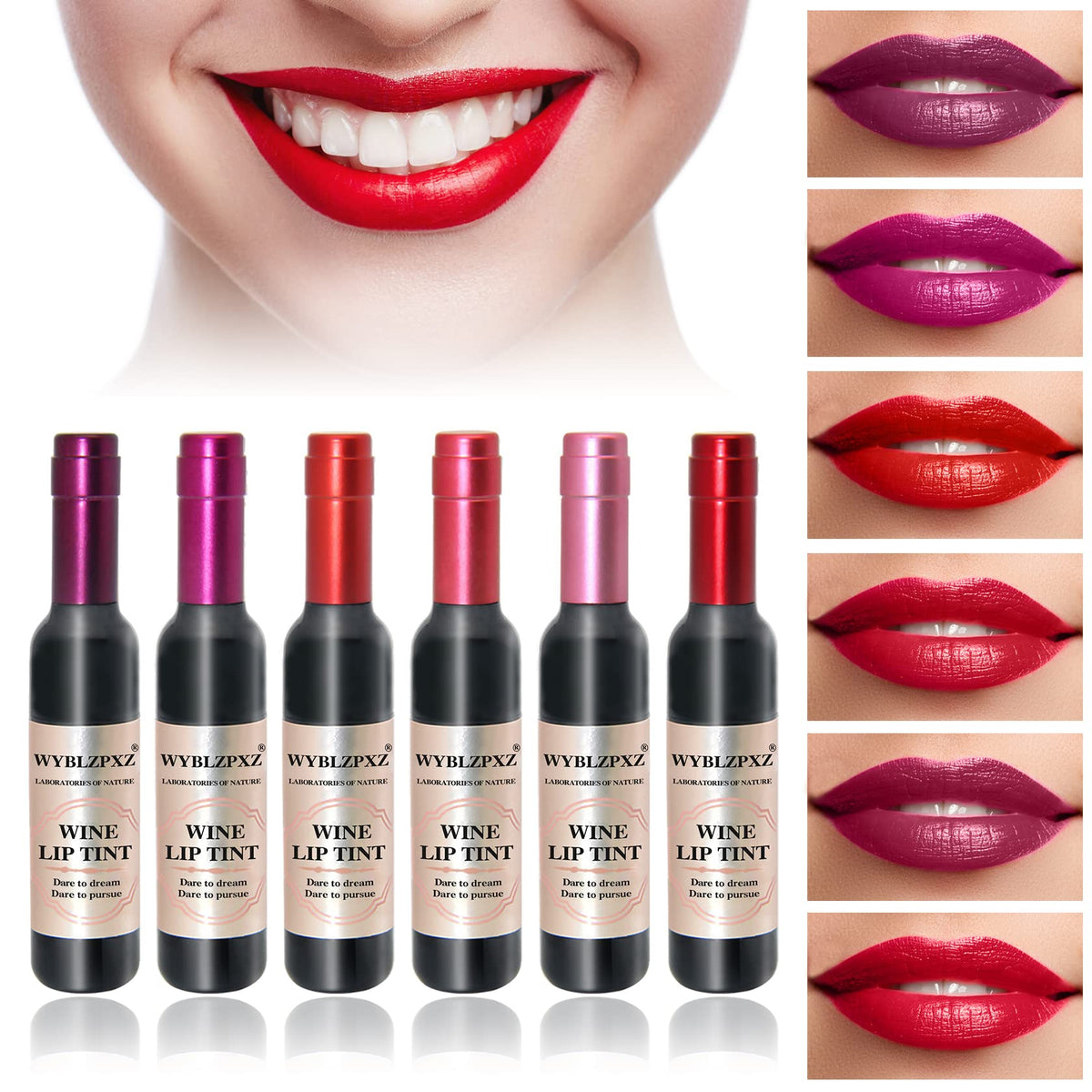 Wyblzpxz 6 Colors Wine Lip Tint Set - Matte Waterproof Liquid Lipstick For Natural Makeup