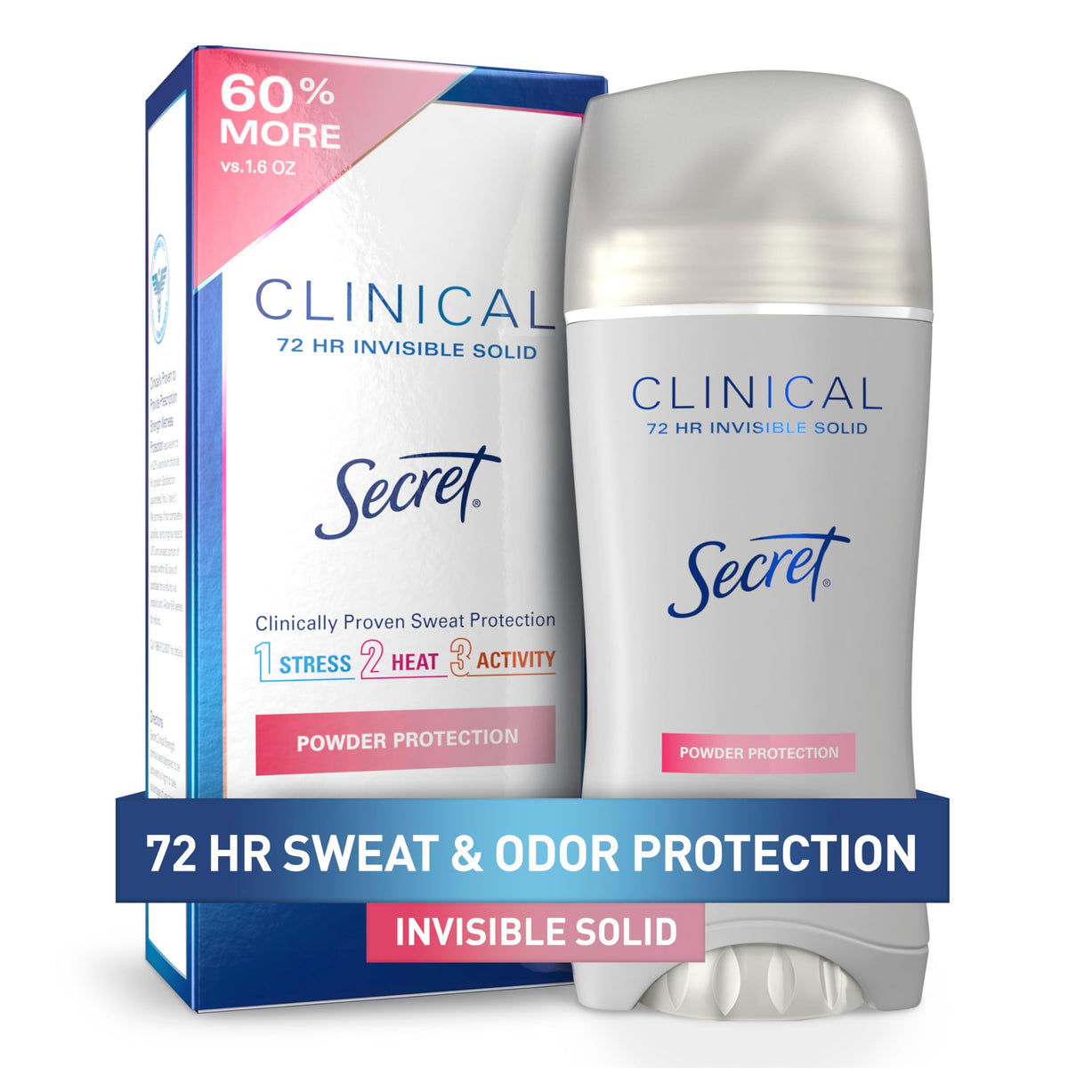 Secret Clinical Strength Antiperspirant Deodorant For Women, 72Hr Sweat & Odor Protection, 2.6 Oz