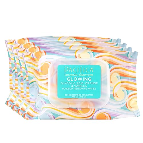 Pacifica Beauty Glowing Makeup Remover Wipes With Glycolic Acid, Vegan, 4 Count