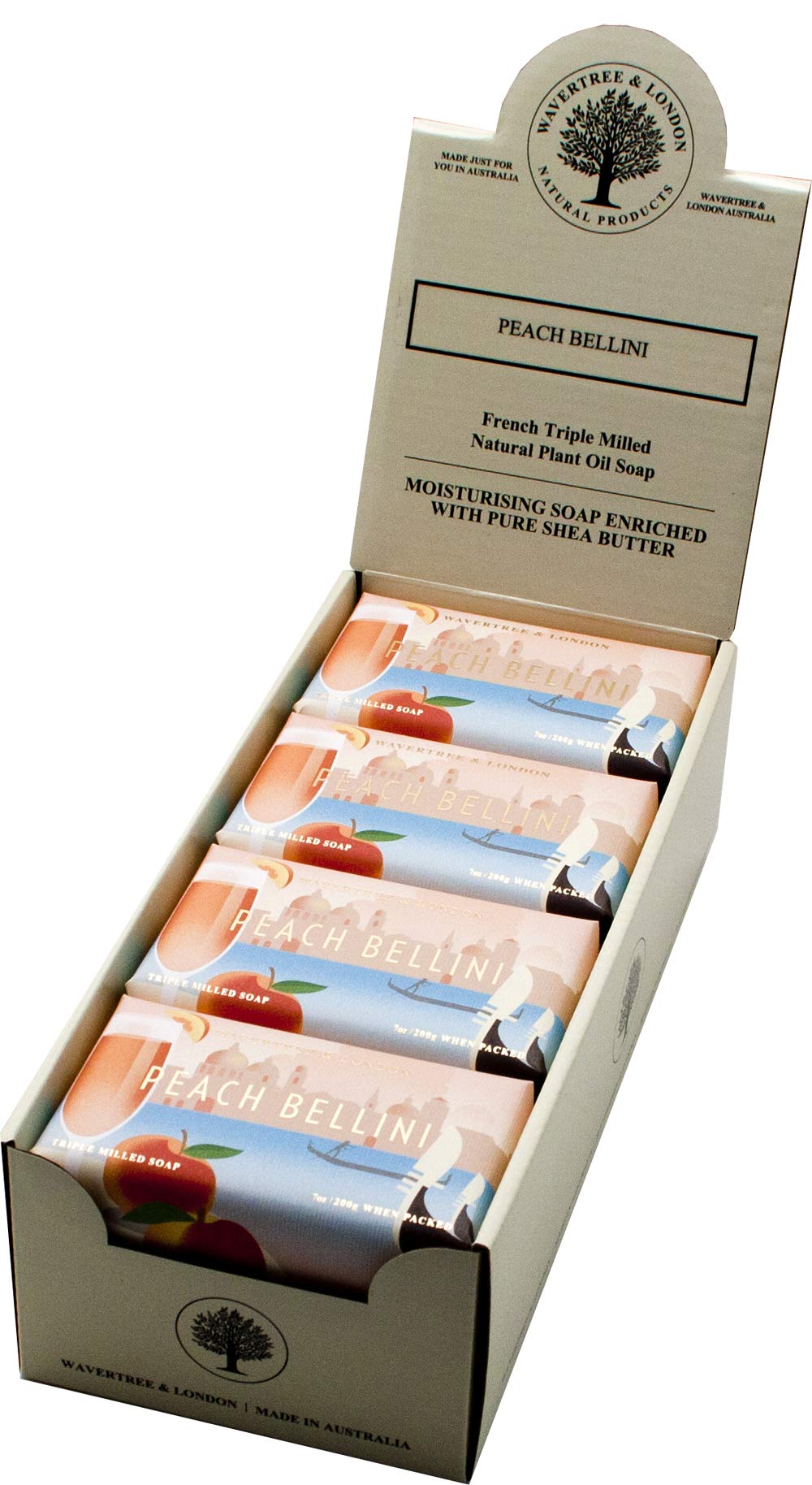 Wavertree & London Peach Bellini 7Oz Soap Bars - 8 Pack Moisturizing Shea Butter Soap