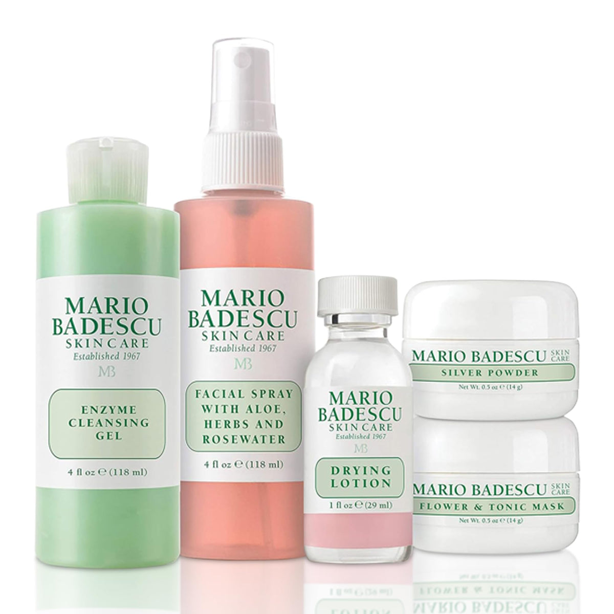 Mario Badescu Essentials 5 Piece Skincare Gift Set - Drying Lotion, Rose Water Spray & More