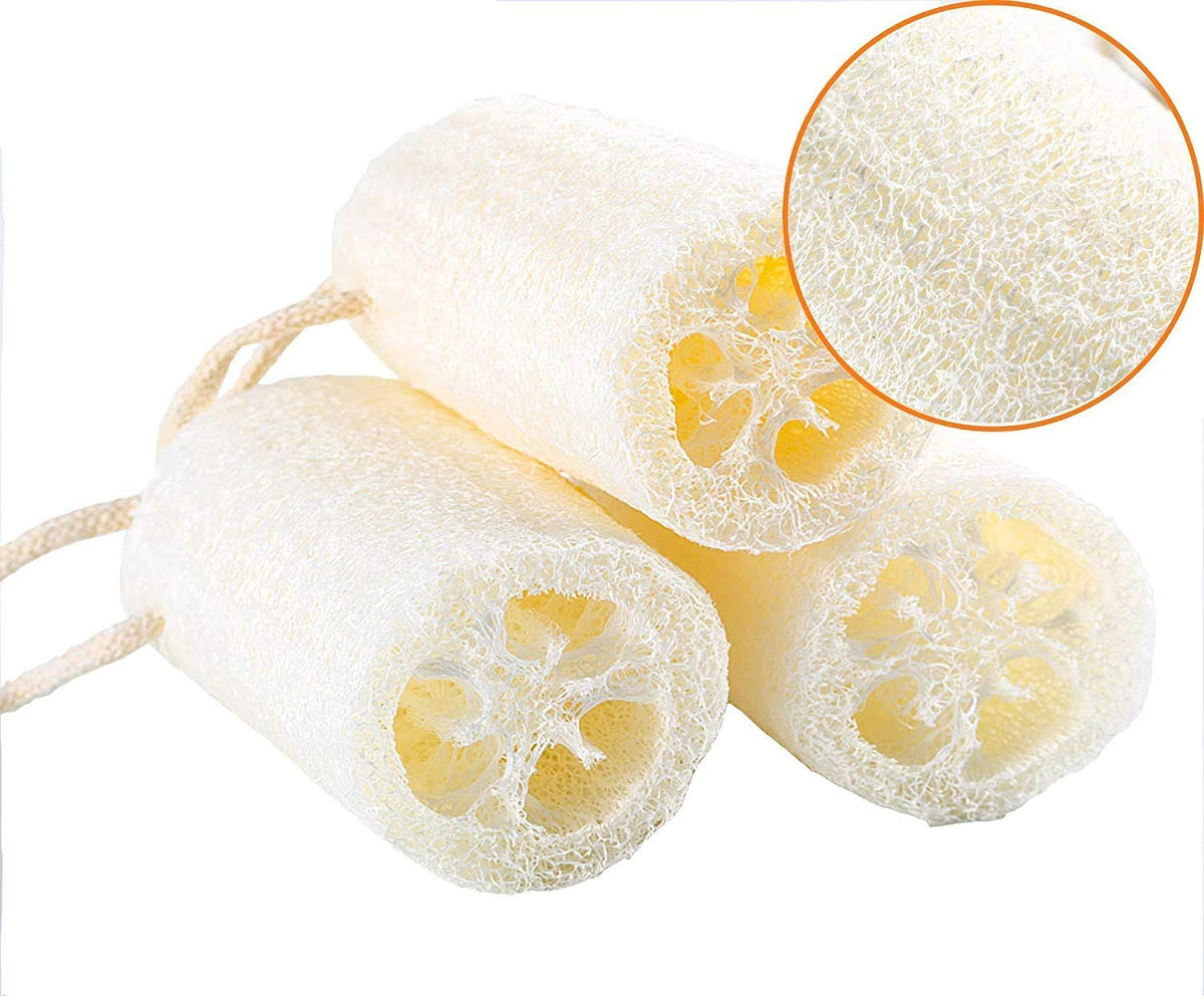 Crepow Natural Bathing Loofah 3 Pack - 100% Organic Exfoliating Sponge For Skin Care