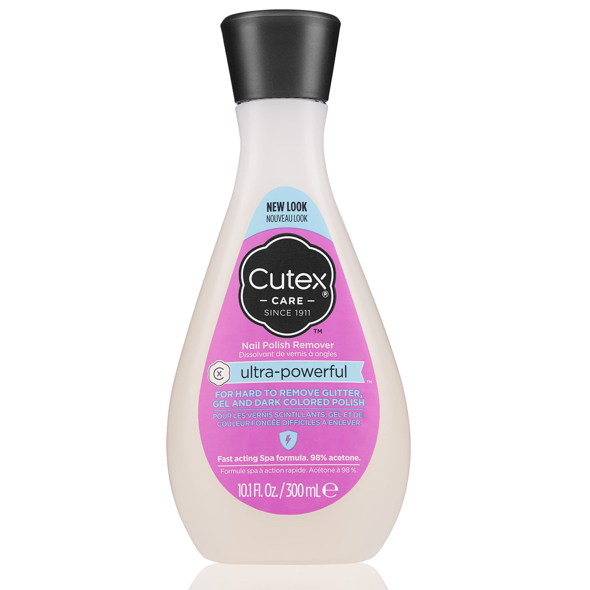 Cutex Gel Nail Polish Remover, Ultra-Powerful, Glitter & Dark Paints, Paraben Free, 10.1 Fl