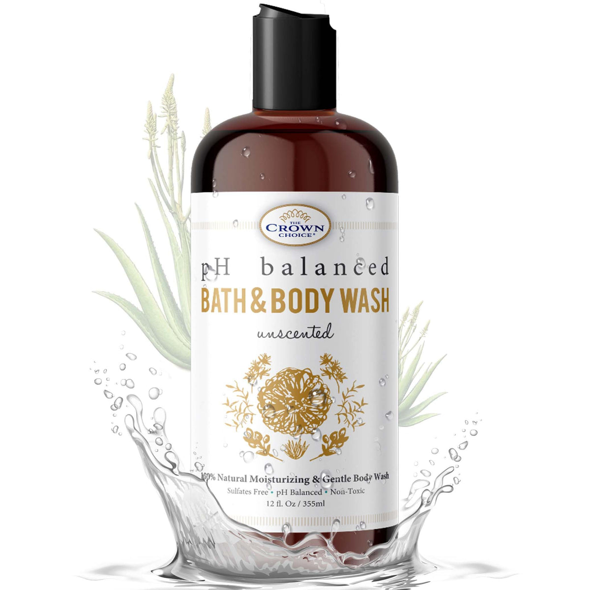 The Crown Choice Unscented Body Wash For Sensitive Skin - 12Oz, Sulfate Free, Ph 5.5 Balanced