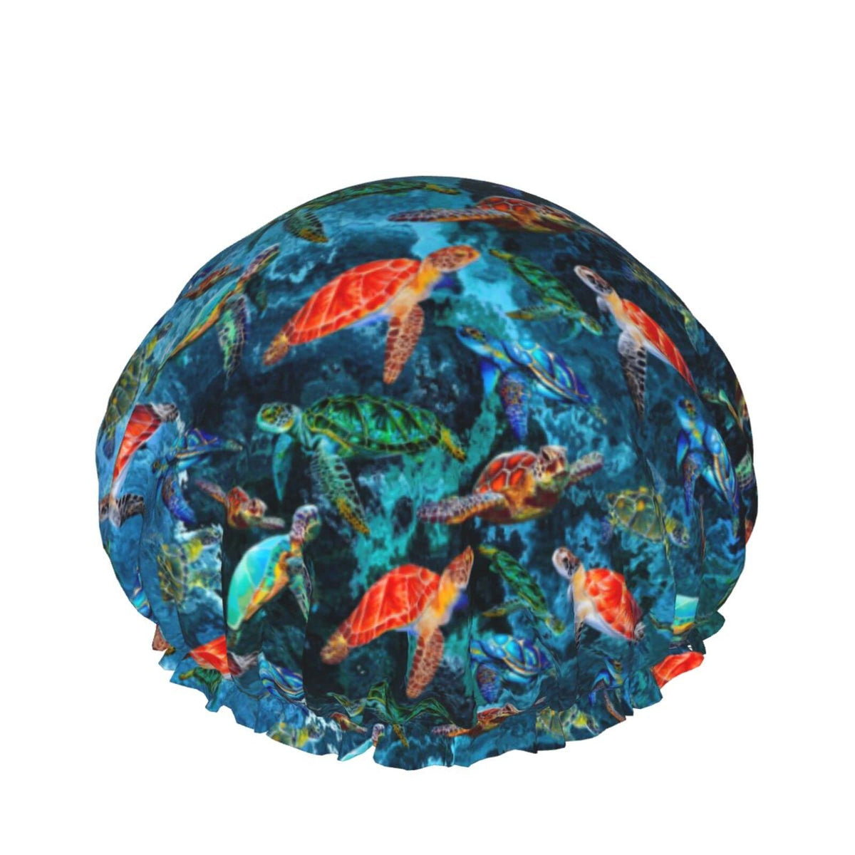 Wizfuyq Sea Turtle Shower Cap - Adjustable, Waterproof, Reusable For Women, Spa & Salon Use