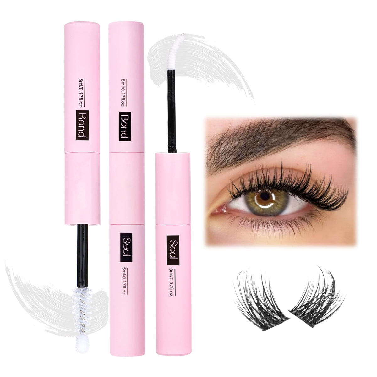 Mavphnee Clear Lash Bond & Seal - Strong Hold Eyelash Adhesive For Diy Extensions, Waterproof, 72Hr