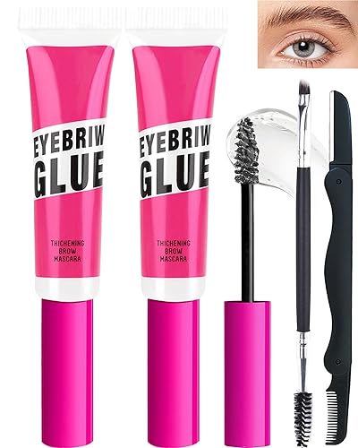 LYSdefeu Clear Eyebrow Setting Gel - Waterproof Brow Fix Glue, 2 Pcs, Long Lasting, Set 09