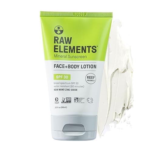 Raw Elements Spf 30 Mineral Sunscreen, Organic & Reef Safe, Water Resistant, 3 Oz Tube