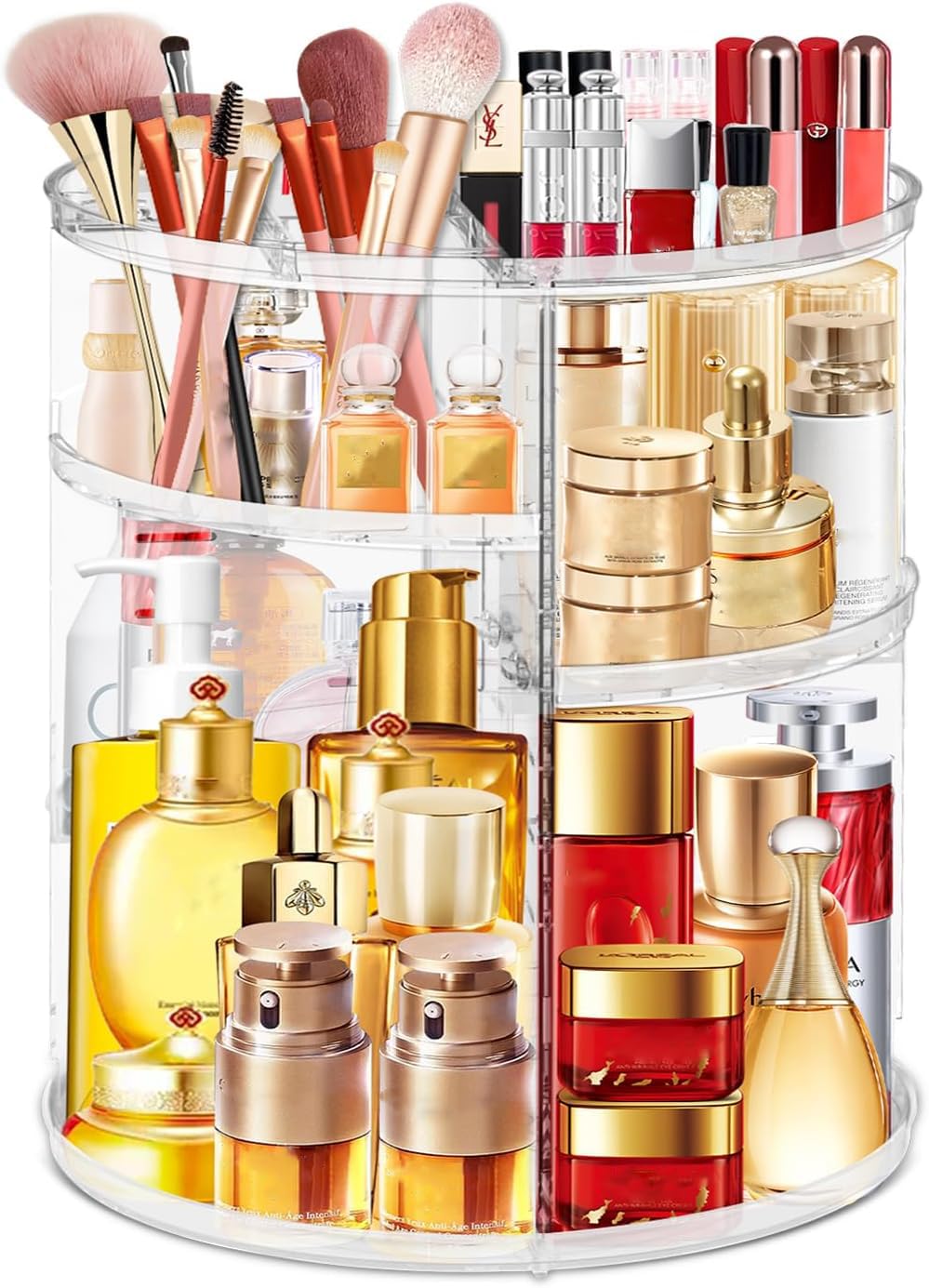 Kermici 360 Rotating Acrylic Makeup Organizer - Diy Adjustable Perfume & Cosmetics Storage