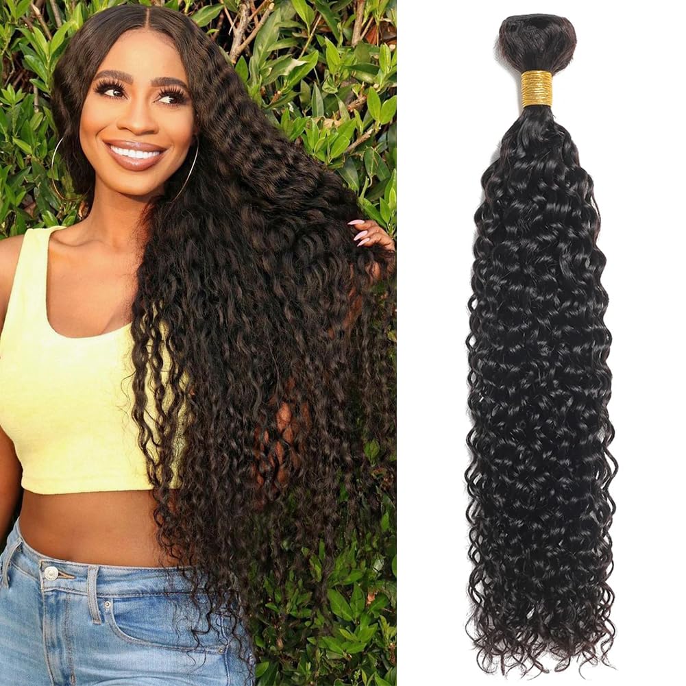 Seekomi 12A Brazilian Water Wave Bundles 20 Inch Human Hair, 100% Virgin Natural Black