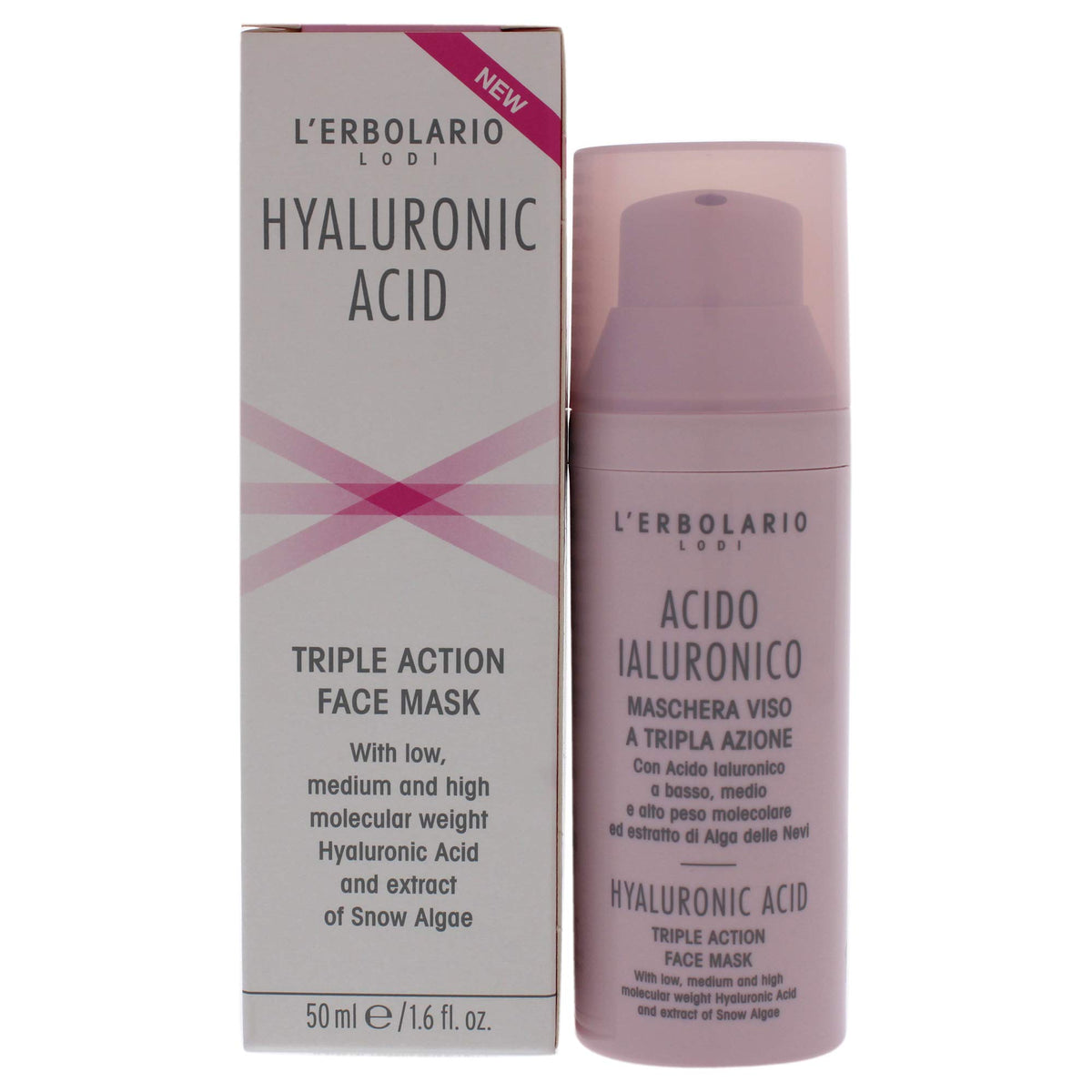 LErbolario Hyaluronic Acid Triple Action Face Mask  Creamy Texture Treatment  Leaves Skin Compact  Moisturized And Surprising