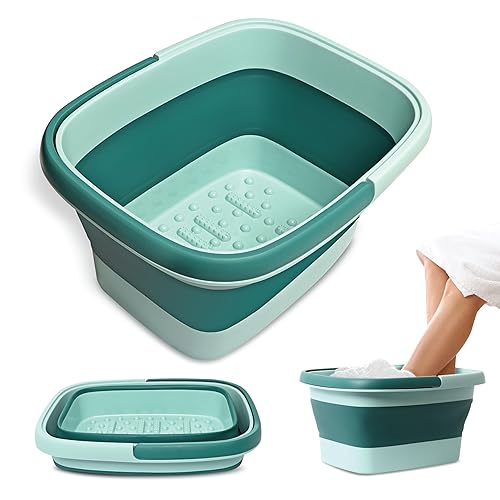 Mantello Collapsible Foot Bath - Portable Foot Spa, Large Soaking Tub, Green