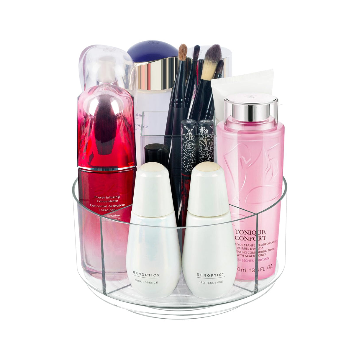 Cecolic 360° Rotating Clear Makeup Organizer - Vanity Storage For Cosmetics & Sundries