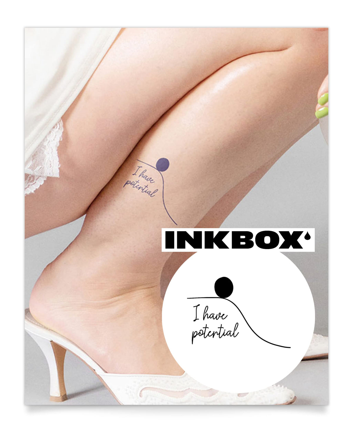 Inkbox Potence Temporary Tattoo - Water-Resistant, Easy Application, Lasts 1-2 Weeks, 3X3 In