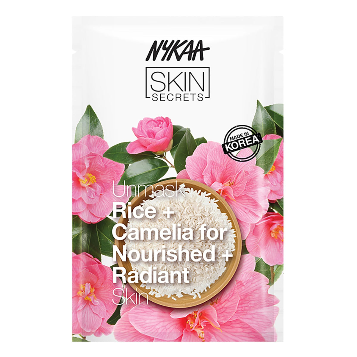 Nykaa Naturals Skin Secrets Bubble Sheet Mask - Hydrating & Brightening, Rice & Camellia, 0.67 Oz