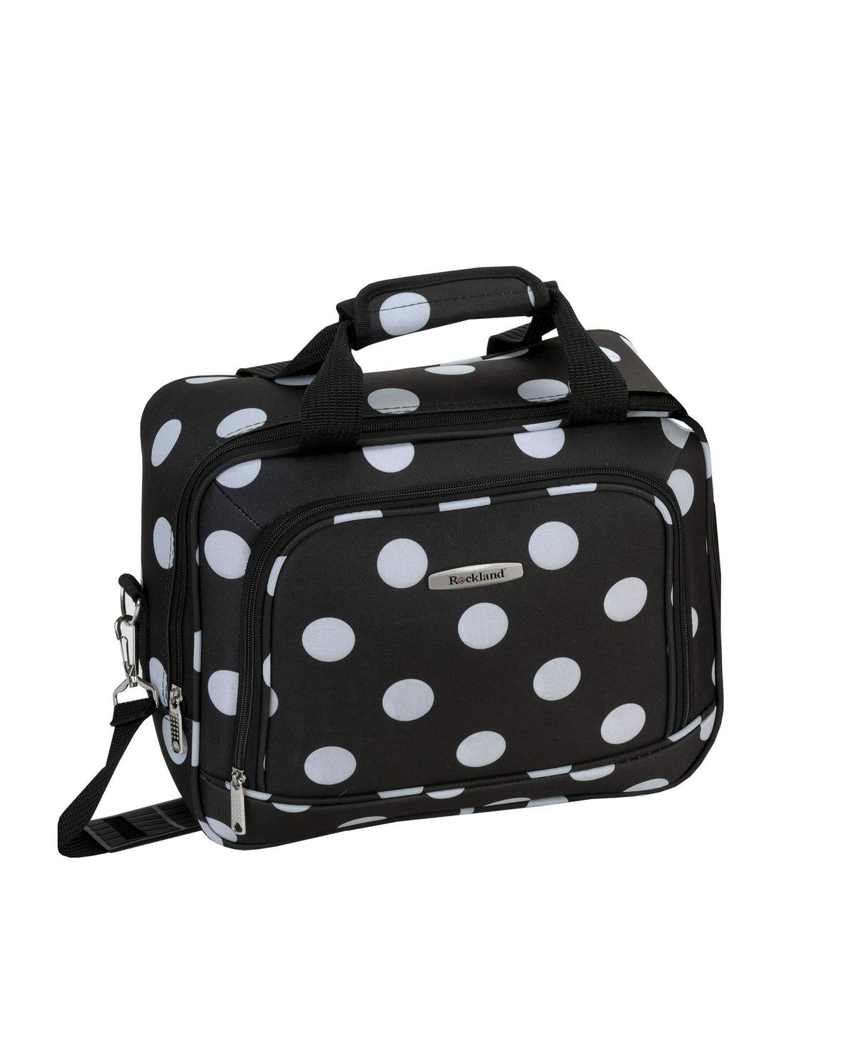 Rockland Polka 4-Piece Expandable Lightweight Softside Luggage Set in Black Dot