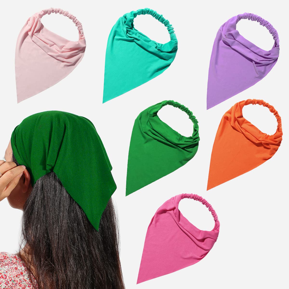 Vercret 6 Pack Hair Scarves - Adjustable Cotton Boho Headbands With Clips For Women & Girls