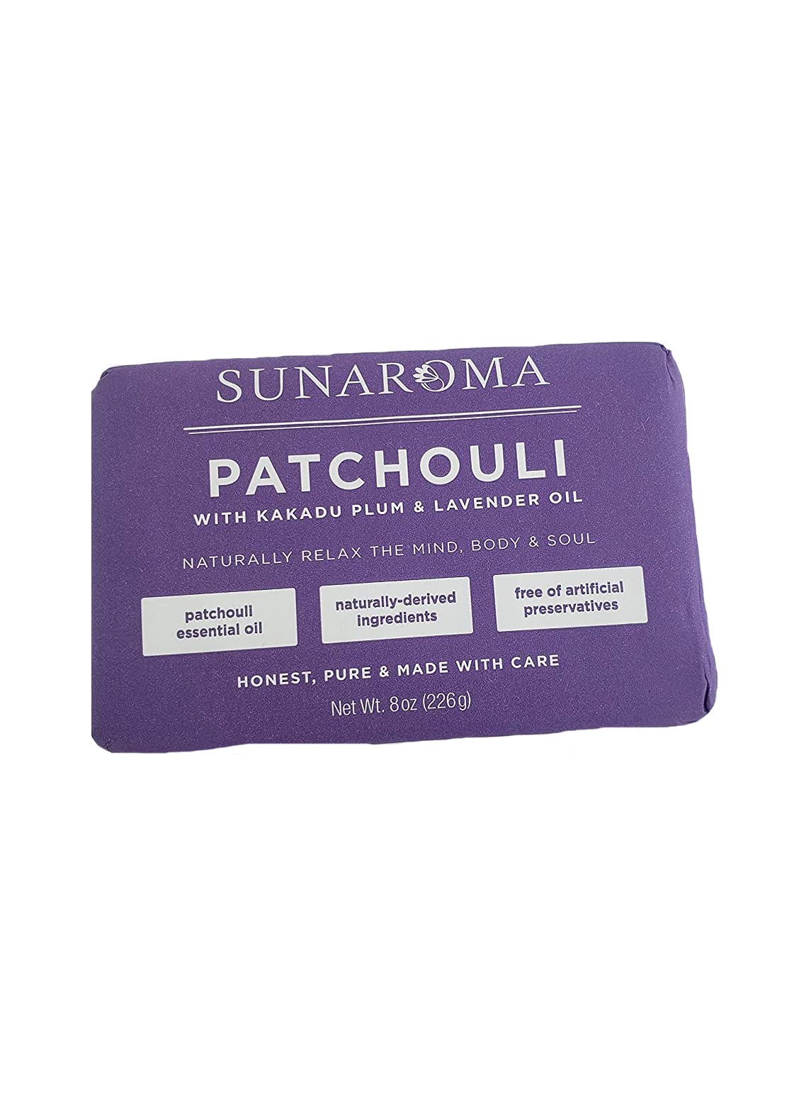 Sunaroma Patchouli Oil & Lavender Body Bar Soap, 8 Oz, Pack Of 3 - Natural Moisturizing Cleanser