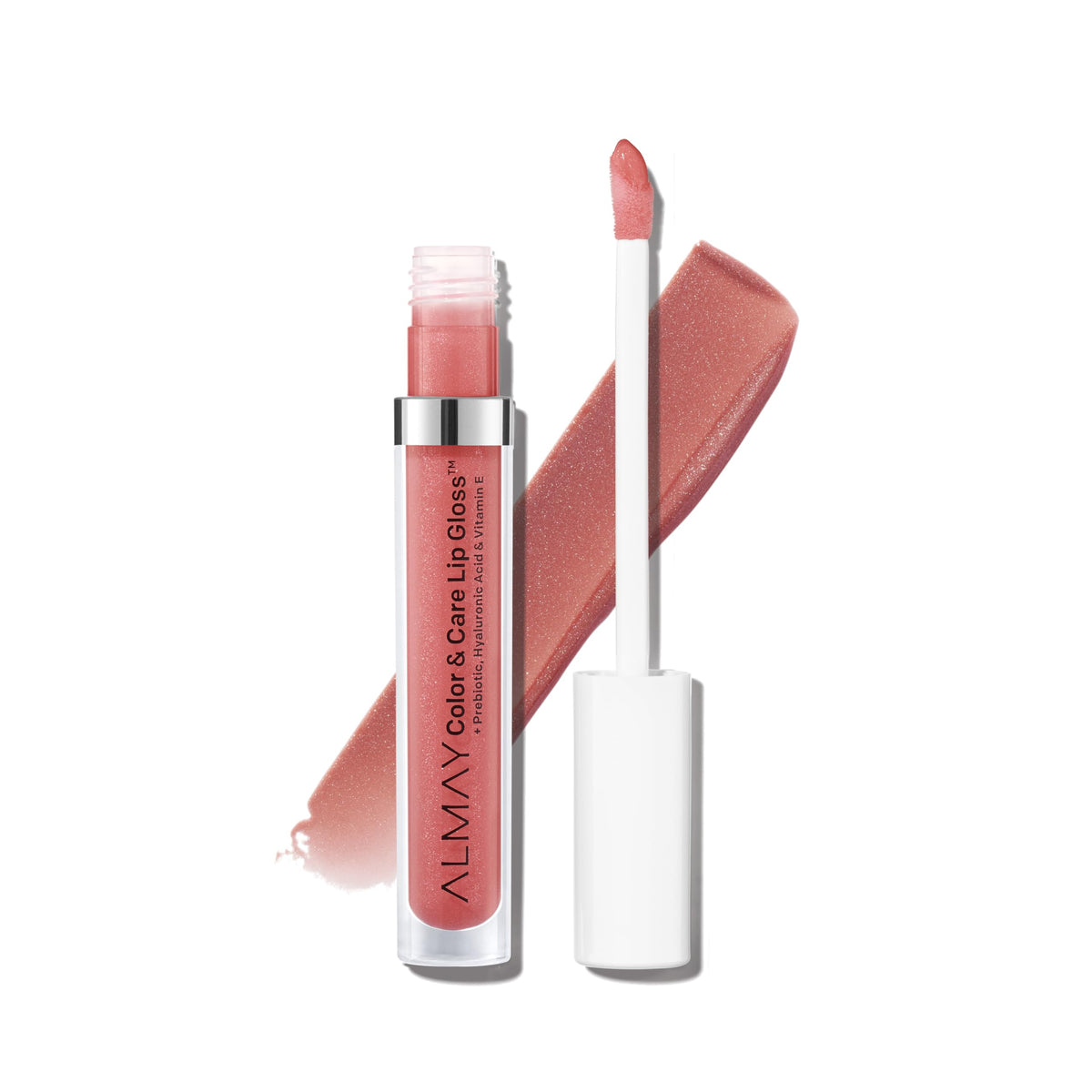 Almay Hydrating Lip Gloss 200 Rose Glow - Prebiotic Complex & Hyaluronic Filling, 0.1 Fl Oz