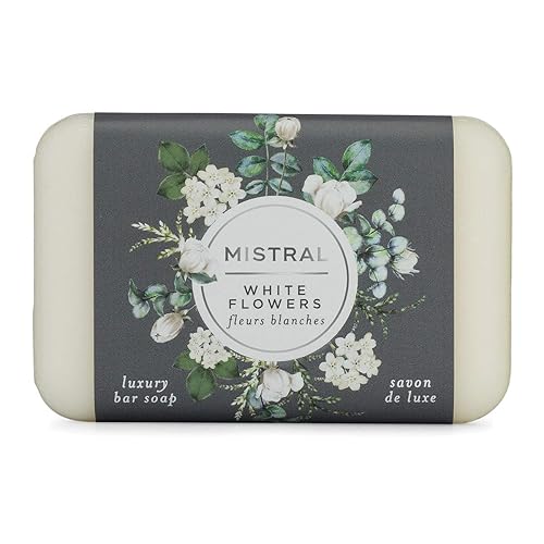 Mistral Classic Bar Soap - White Flowers, 7 Oz (Pack Of 2) - Luxurious Moisturizing Cleanse