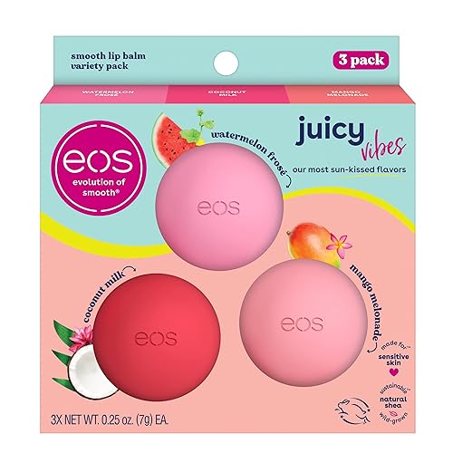 Eos Juicy Vibes Lip Balm 3-Pack - Watermelon Frosé, Mango Melonade, Coconut Milk, 0