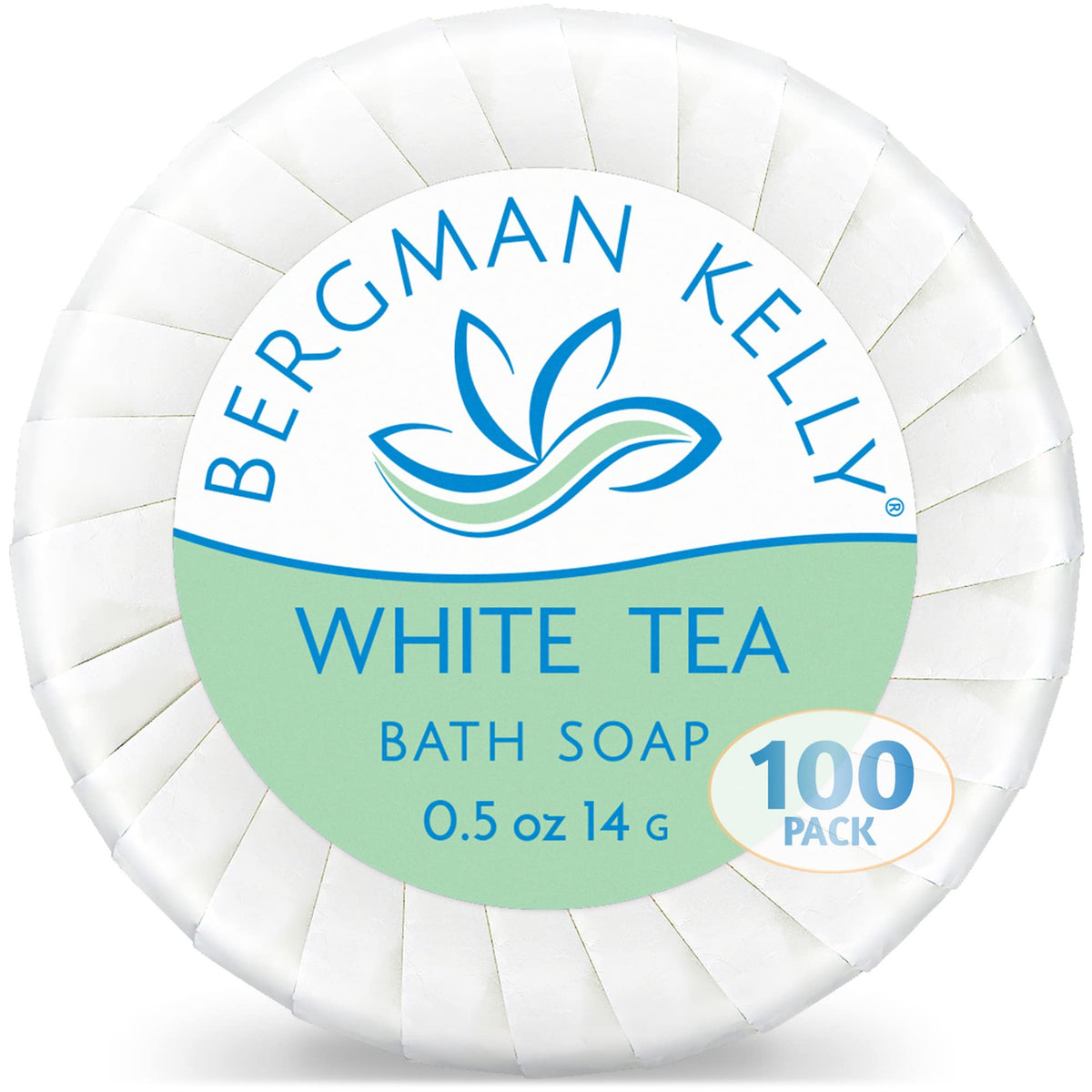 Bergman Kelly Hotel Soap Bars, White Tea, 0.5 Oz, 100 Pk - Luxury Travel Size Mini Soap