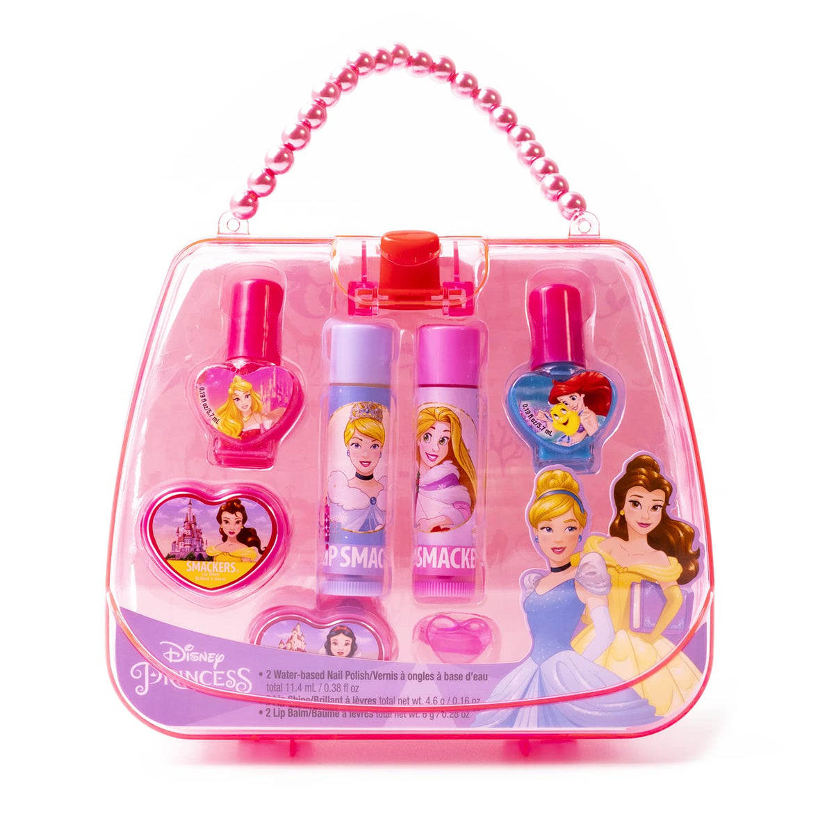 Lip Smacker Disney Princess Tote - Cinderella & Rapunzel Collection, 7 Count Lip Balm Set