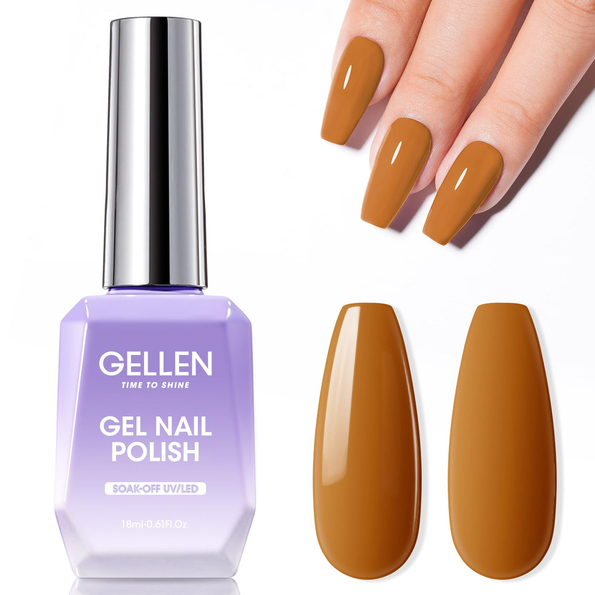 Gellen Pumpkin Gel Nail Polish - Autumn Dark Orange, 0.61 Fl Oz, Uv Led Soak Off For Halloween & Christmas