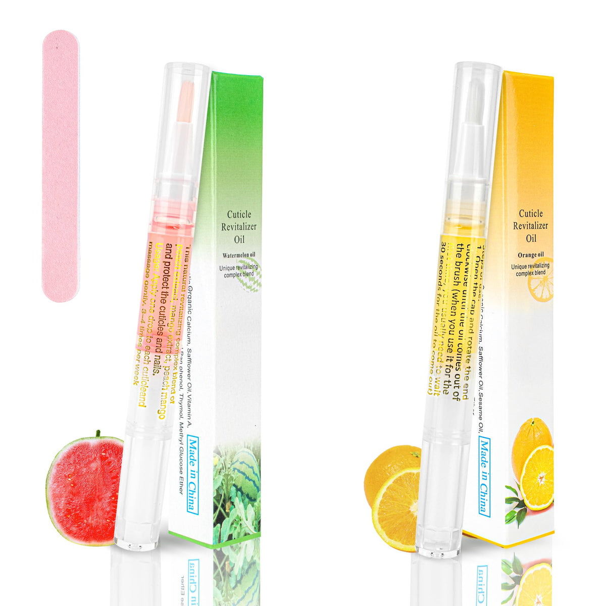 Foncomy 2Pcs Cuticle Oil Pen For Nail Care, Deep Nourishment, Apple & Watermelon Flavor