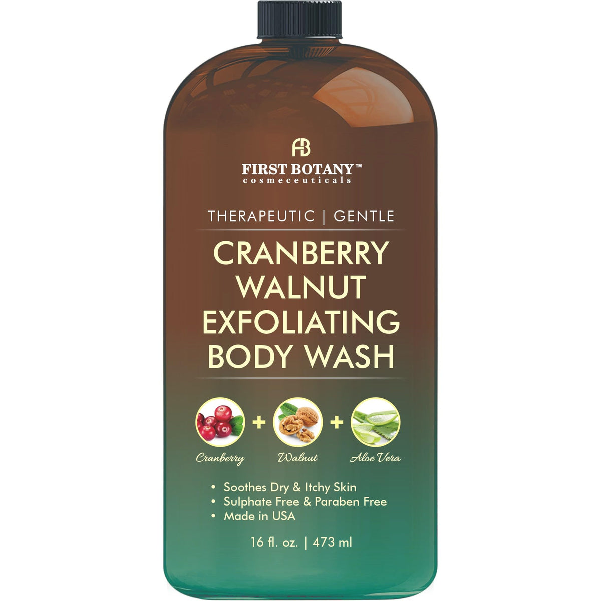 First Botany All Natural Body Wash - 16 Fl Oz, Fights Odor, Acne, Eczema, Dandruff, Athlete