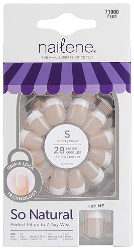 Nailene So Natural Beige Fuzzy Short Artificial Nails Kit With 28 Nails & Glue – 7 Days Wear